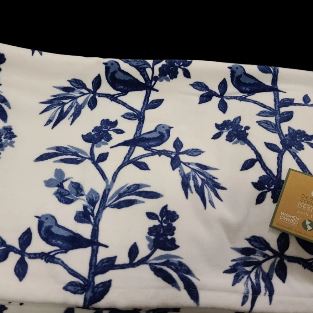 6pc Floral Song Bird Toile Velour Bath Hand Tip Towel Set Deborah Connolly